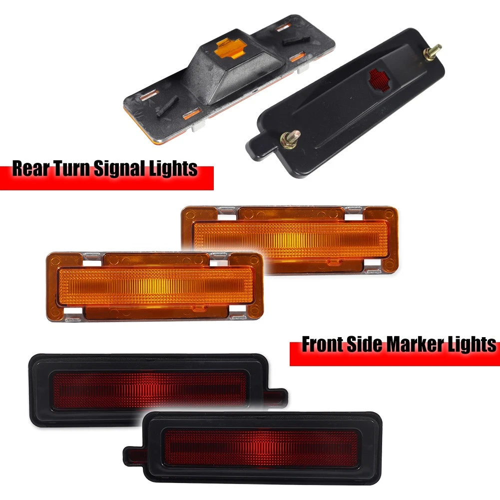 4X Amber Front & Red Rear Side Marker Lights for Pontiac Trans Am Firebird (1982–1992)