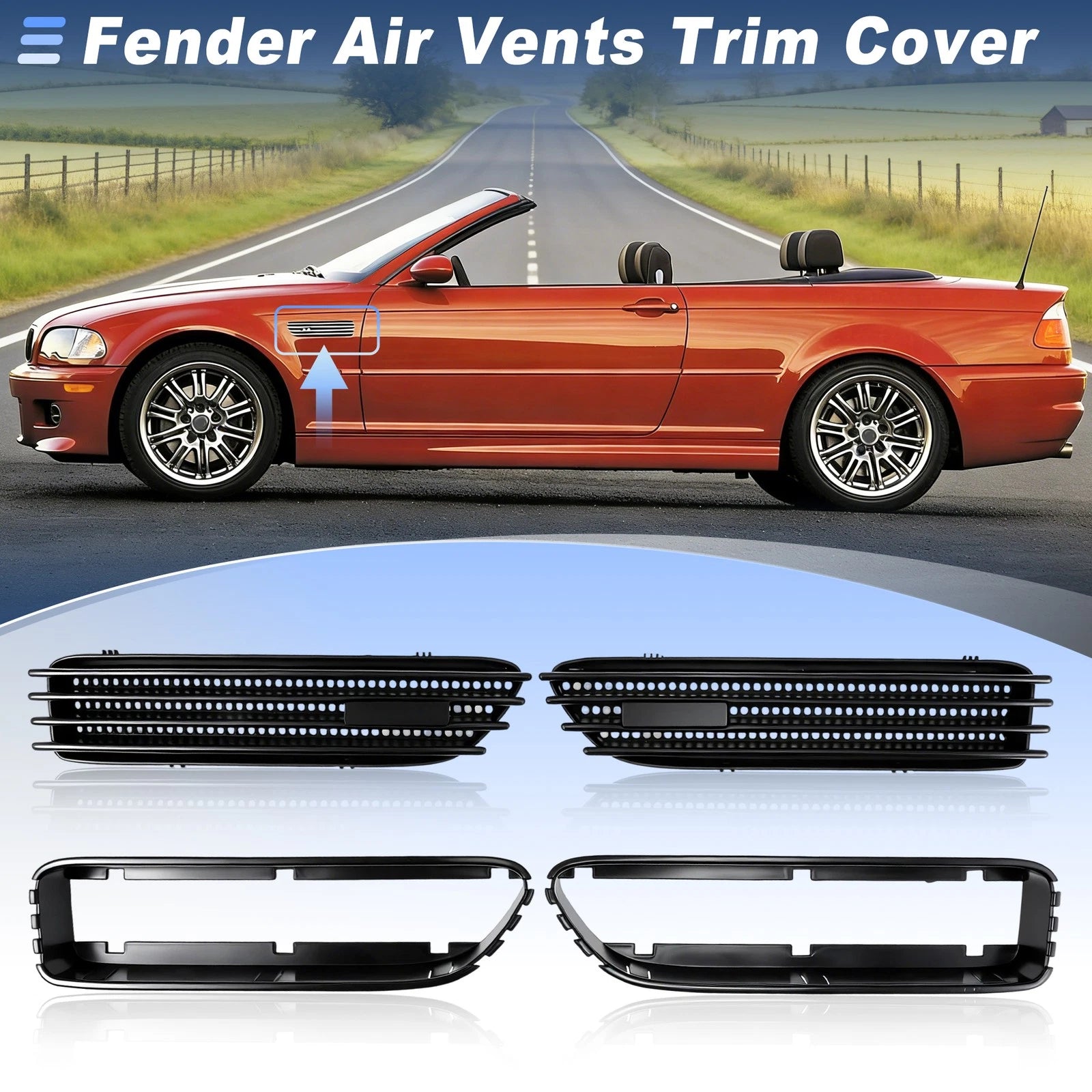Side Fender Air Vents Trim Cover for BMW E46 M3 (2001–2006) Matte Black
