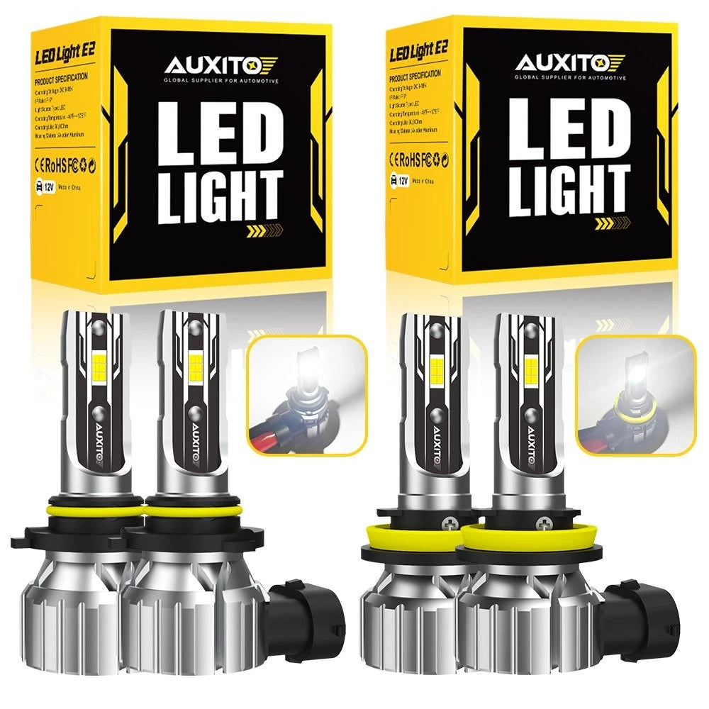 4X AUXITO Combo 9005 H11 LED Headlight Conversion Kit for