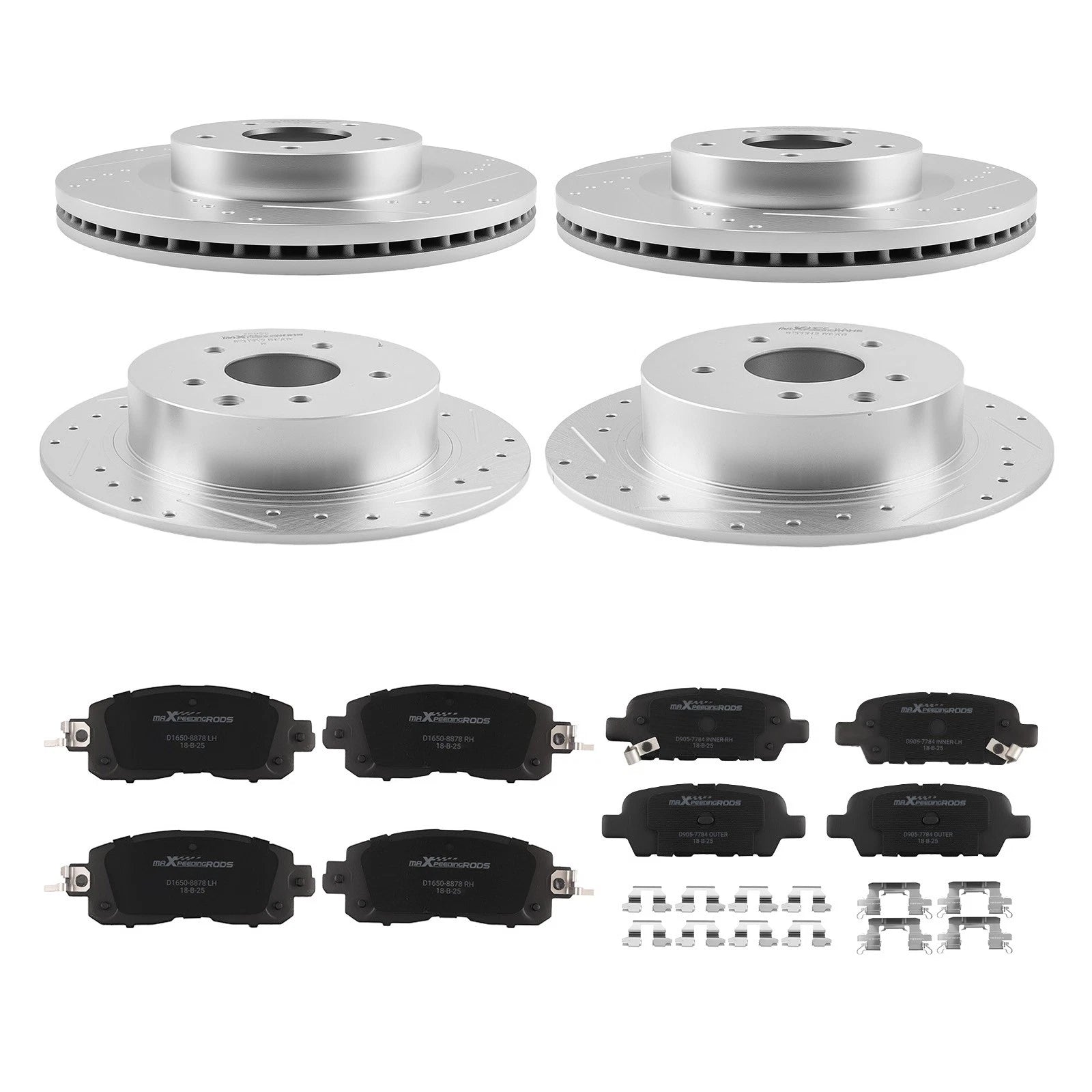 Set of 4 Brake Rotors & Ceramic Pads Kit for Nissan Altima (2013–2023) P-1650 P-905