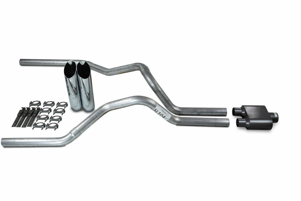 2.5" Dual Exhaust Kit for Ford F150 (2021–2025) - 1 Chamber Muffler, Slash Tips