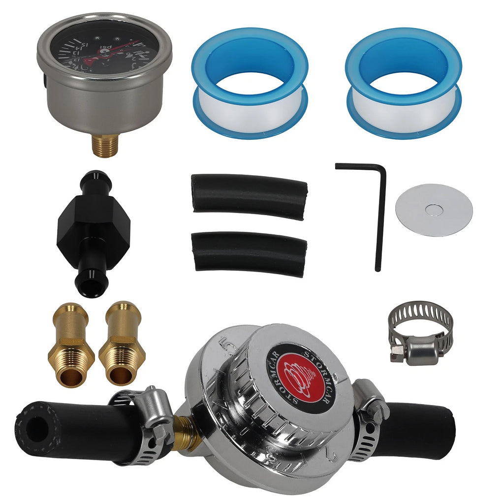 Adjustable Fuel Pressure Regulator Kit for Carburetor (8mm/10mm Hose)