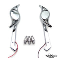 2 Chrome Custom Wisdom Eye Mirrors with LED Turn Signals for Harley Motorcycle