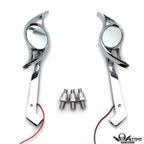 2 Chrome Custom Wisdom Eye Mirrors with LED Turn Signals for Harley Motorcycle