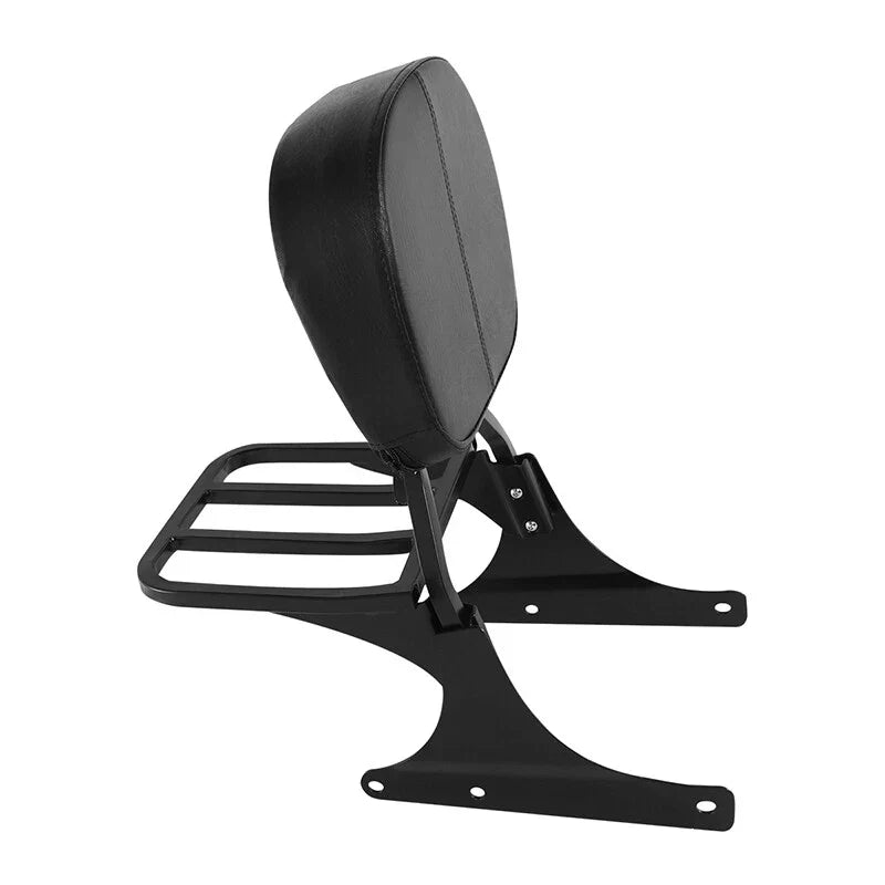 Chrome/Black Sissy Bar Backrest Luggage Rack for Harley Softail (1984-2005)