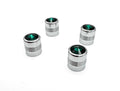 Tire Valve Stem Caps Set Chrome Green Diamond for Hot Rod Car Truck ATV