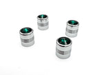 Tire Valve Stem Caps Set Chrome Green Diamond for Hot Rod Car Truck ATV