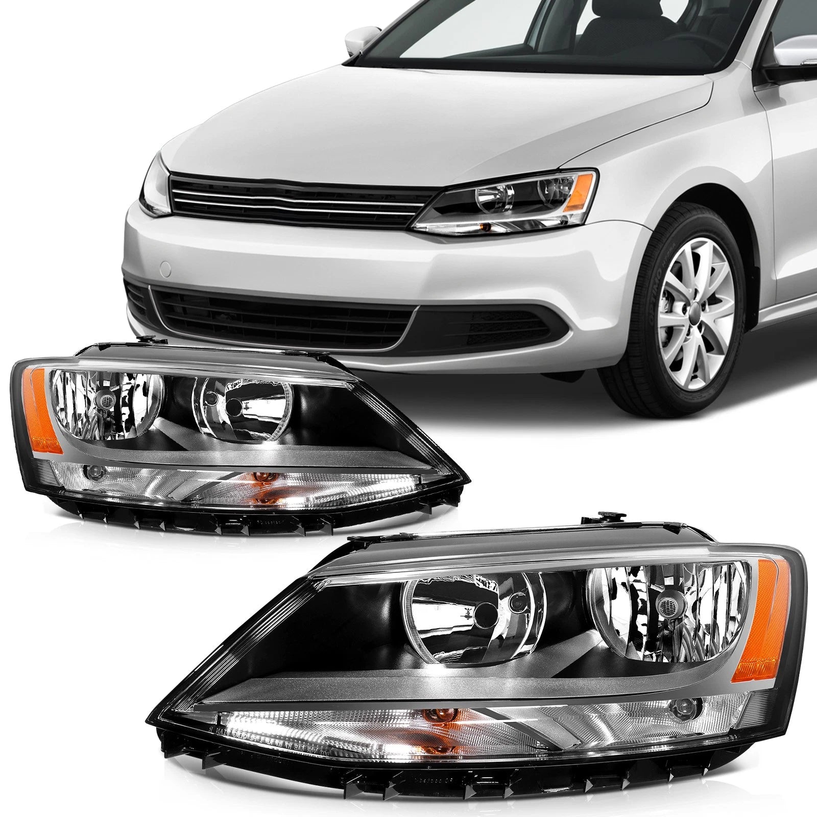 Chrome Headlights for Volkswagen Jetta (2011–2018) - Front Headlamp Pair