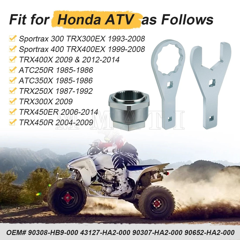 Axle Wrench Tool & Lock Jam Sleeve Nut Bolt for Honda Sportrax 300 (2001–2007)