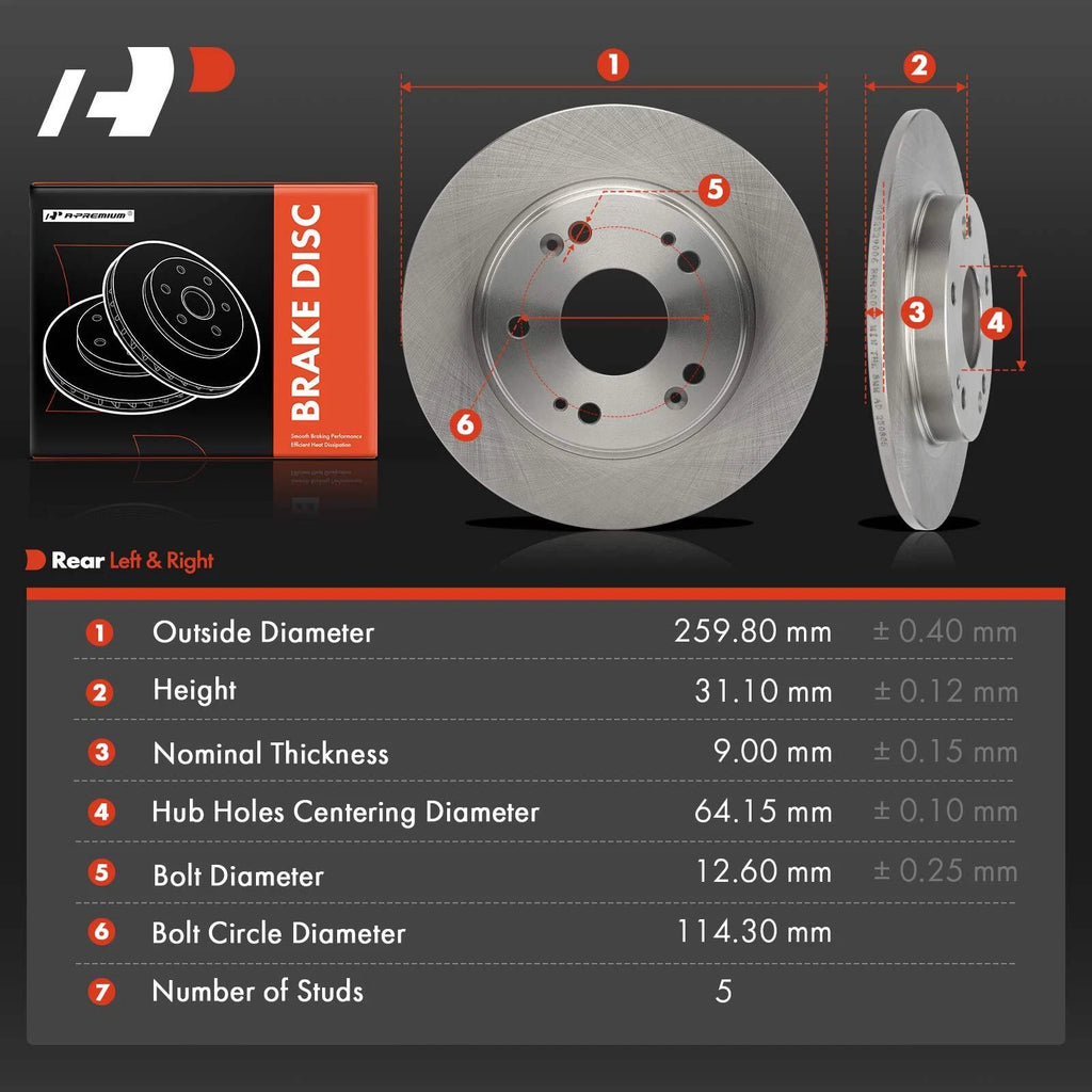 Rear Side Disc Brake Rotors for Honda CR-Z (2011–2015)