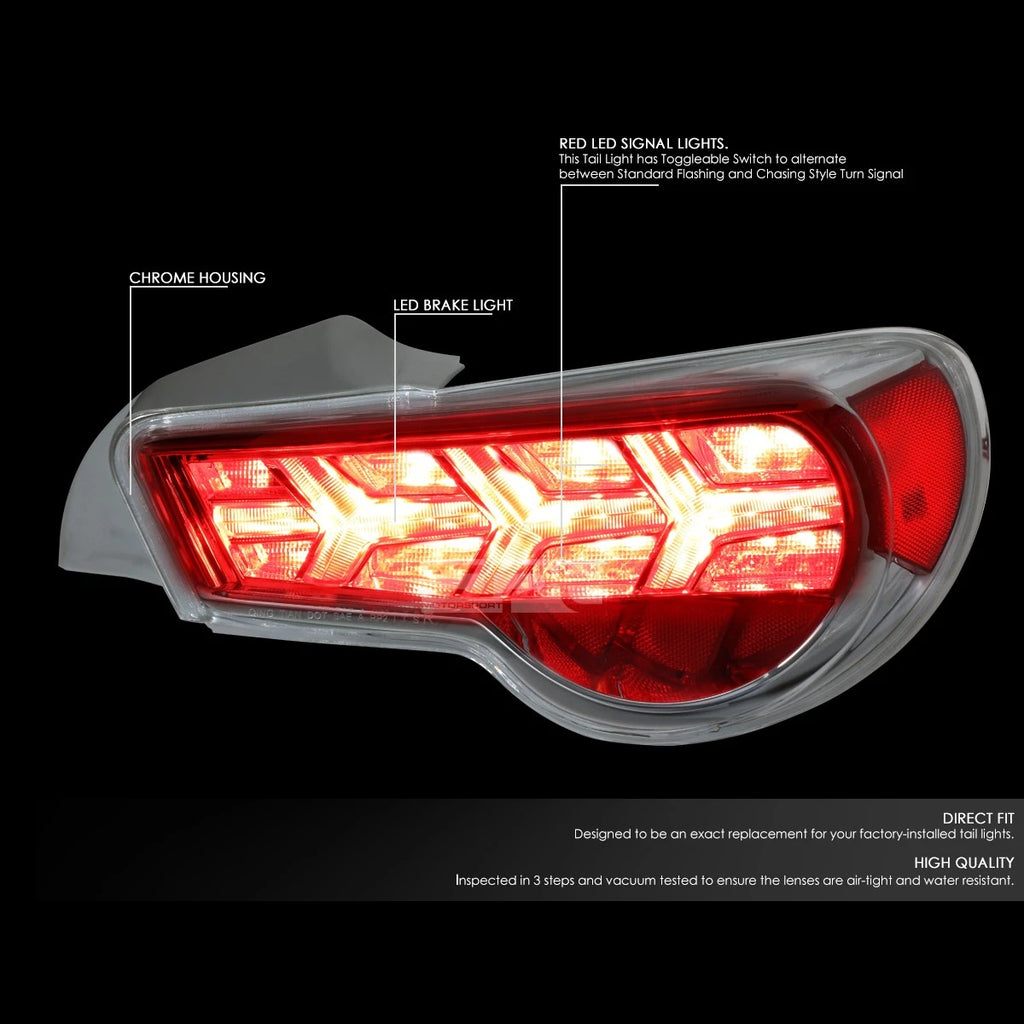 LED Sequential Arrow Tail Light for Scion FRS (2013–2017) - Red Signal, Chrome