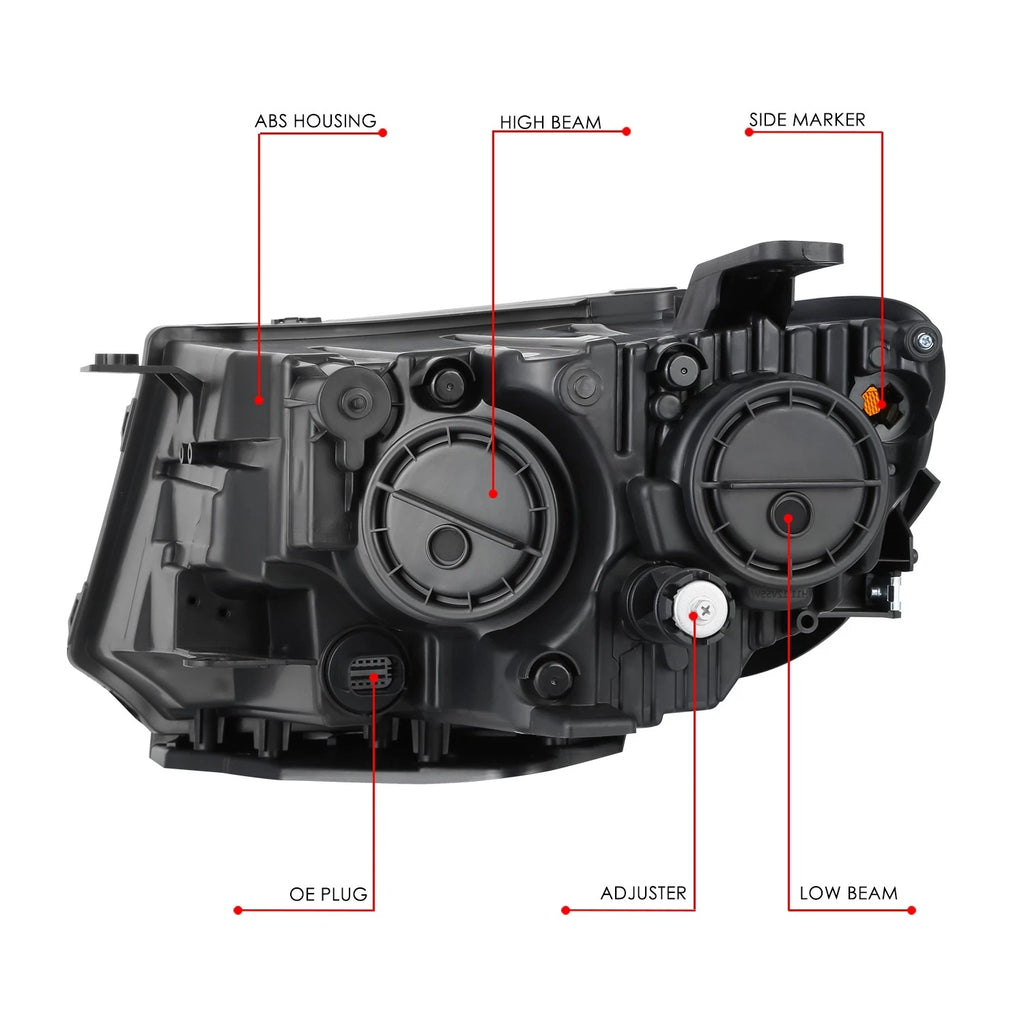 Right Headlight for Jeep Compass (2017–2021) Black Housing Amber Corner