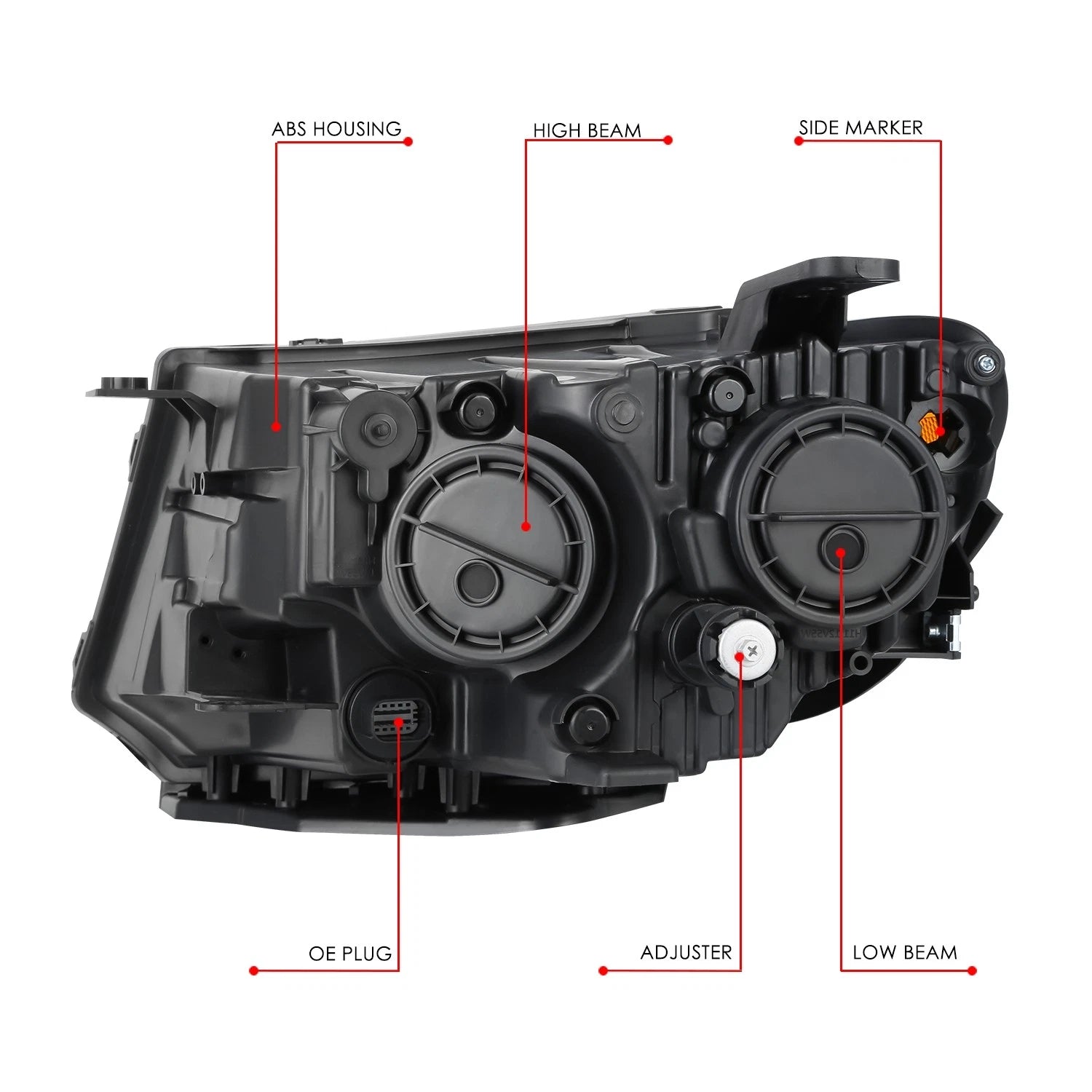 Right Headlight for Jeep Compass (2017–2021) Black Housing Amber Corner