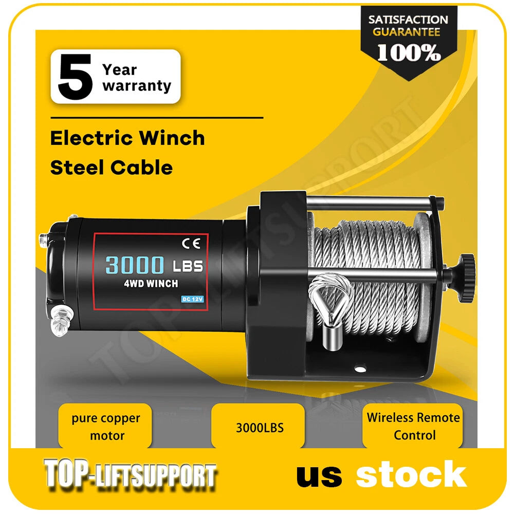 3000LBS Electric Winch for Truck Trailer Off-Road 4WD