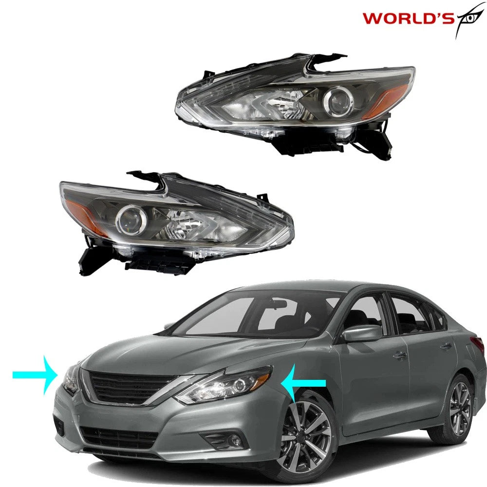 Set of 2 LED Headlight Assembly for Nissan Altima (2016–2018) Chrome Housing