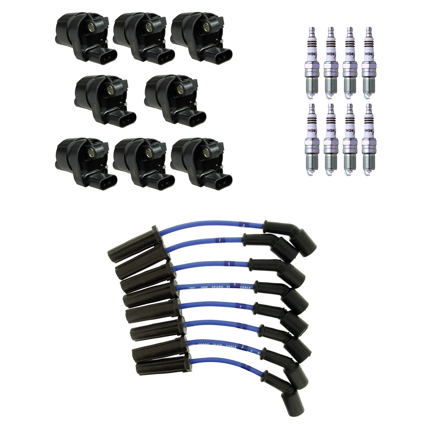 Set of 8 Ignition Coil Wires & Iridium Spark Plugs for Camaro Corvette