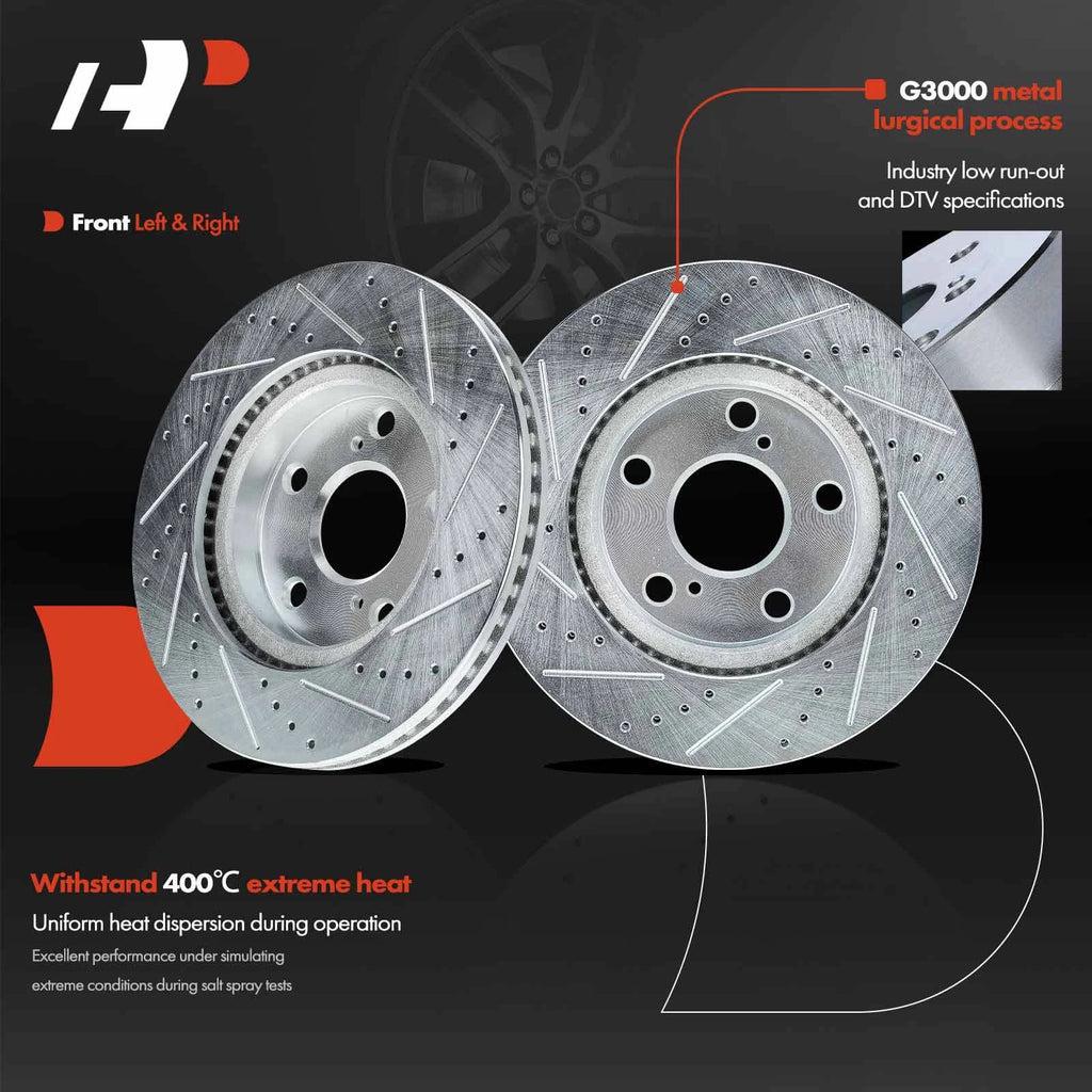 Front Drilled Brake Rotor for Toyota RAV4, Prius V, Lexus xB (2016–2018)