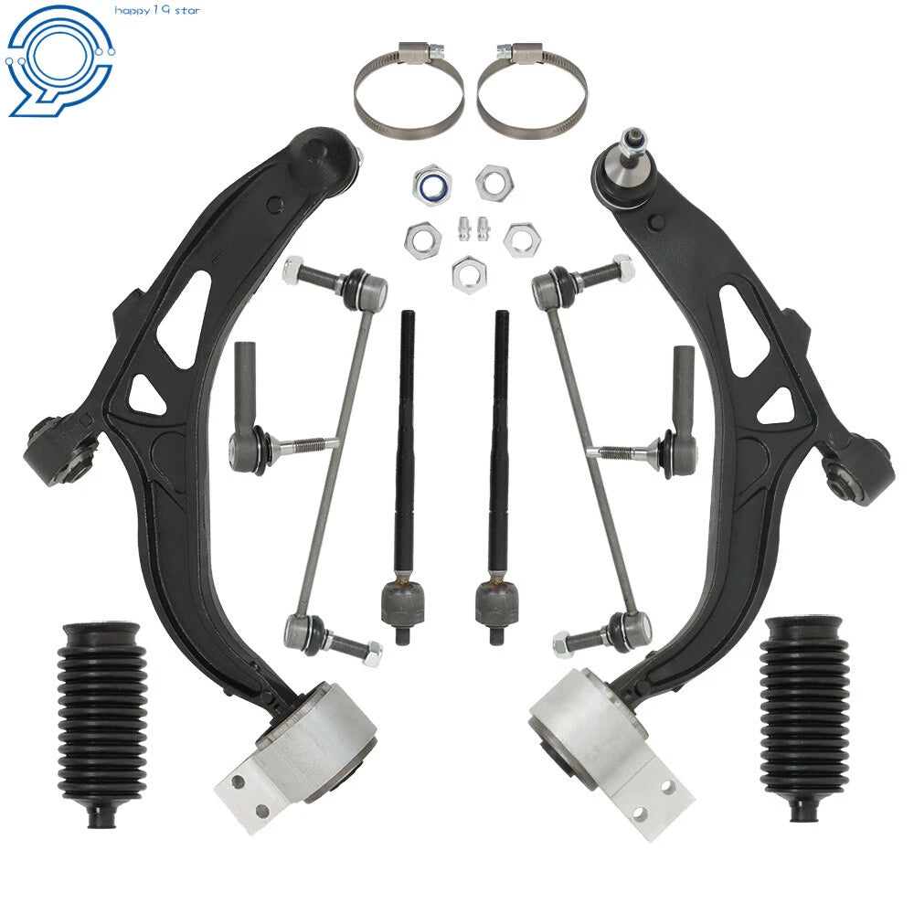 Set of 10 Front Lower Control Arms Sway Bars Tie Rods for Ford Flex Lincoln MKT (2013–2017)