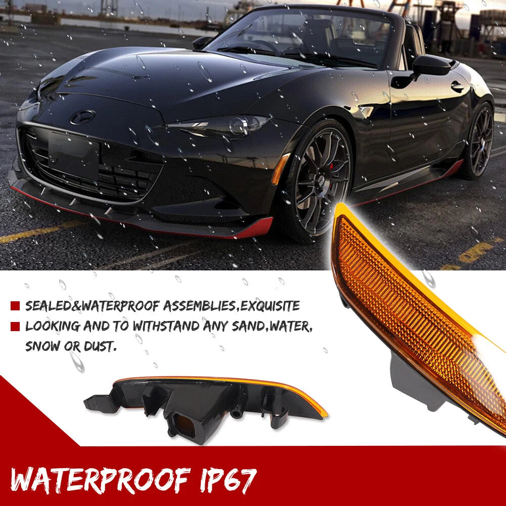 2X Amber Lens Front Side Marker Lights for Mazda MX-5 Miata (2016–2022)