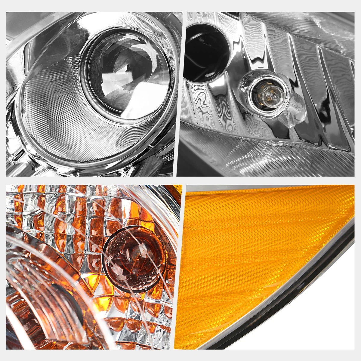 Projector Headlight for Hyundai Sonata (2011–2014) OE Replacement Amber Chrome