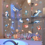 Double Sided Marine Life Window Sticker for Glass Doors (11.81x23.62in)