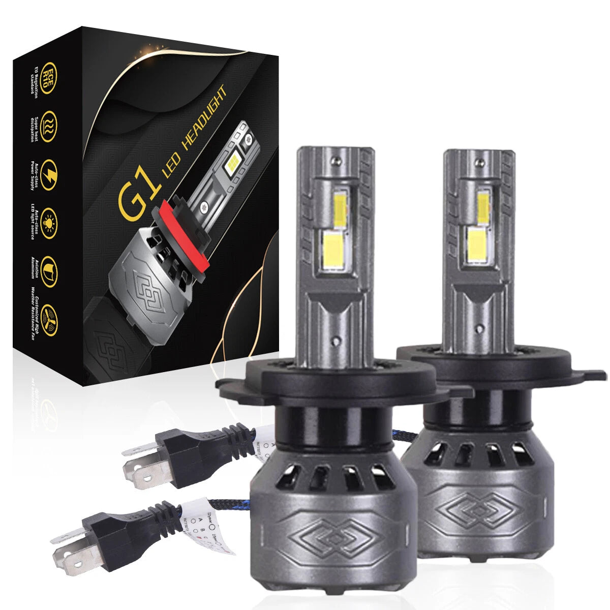 Set of 2 H4 LED Headlight Bulbs for