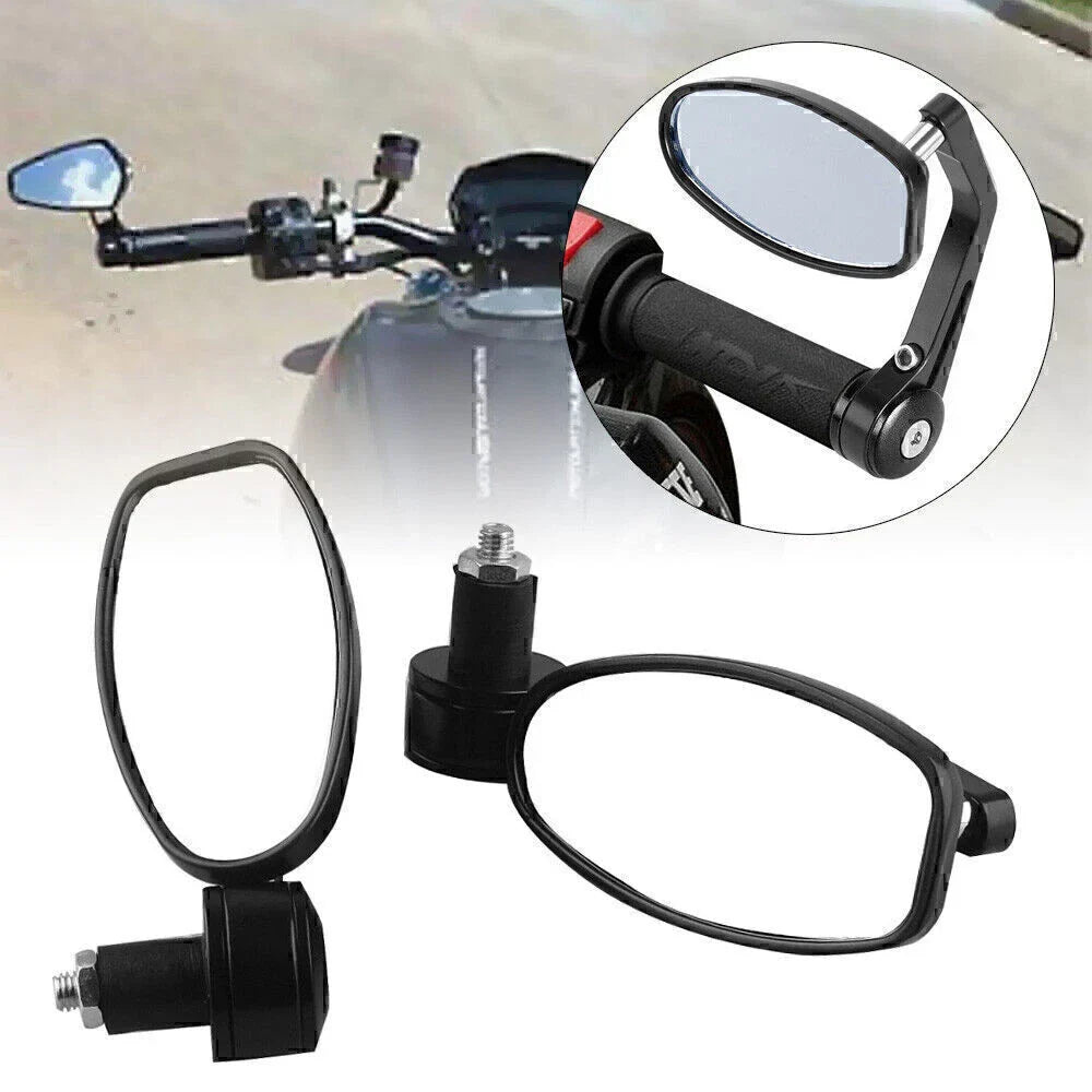 Universal 7/8" Black Bike Bar End Side Mirrors (Fits Most Models)
