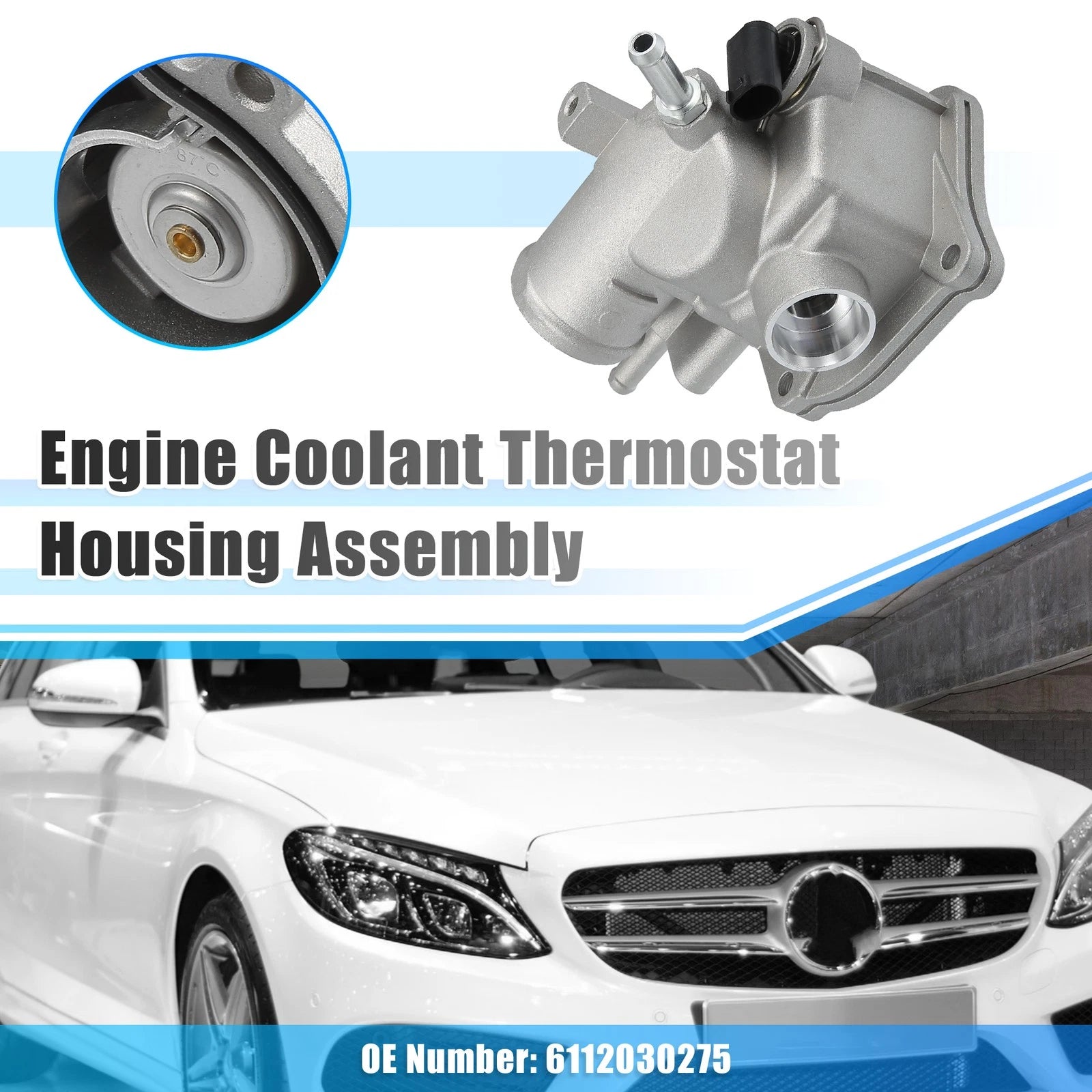 Engine Coolant Thermostat Housing Assembly NO. 6112030275 for Mercedes C-Class 