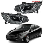 Projector Headlights for Honda Civic (2016–2021) Halogen LED DRL Black