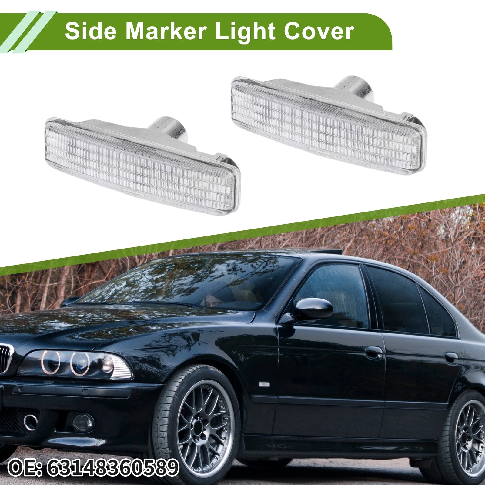 2X Side Marker Light Cover for BMW E39 (1997–2003) No. 63148360589