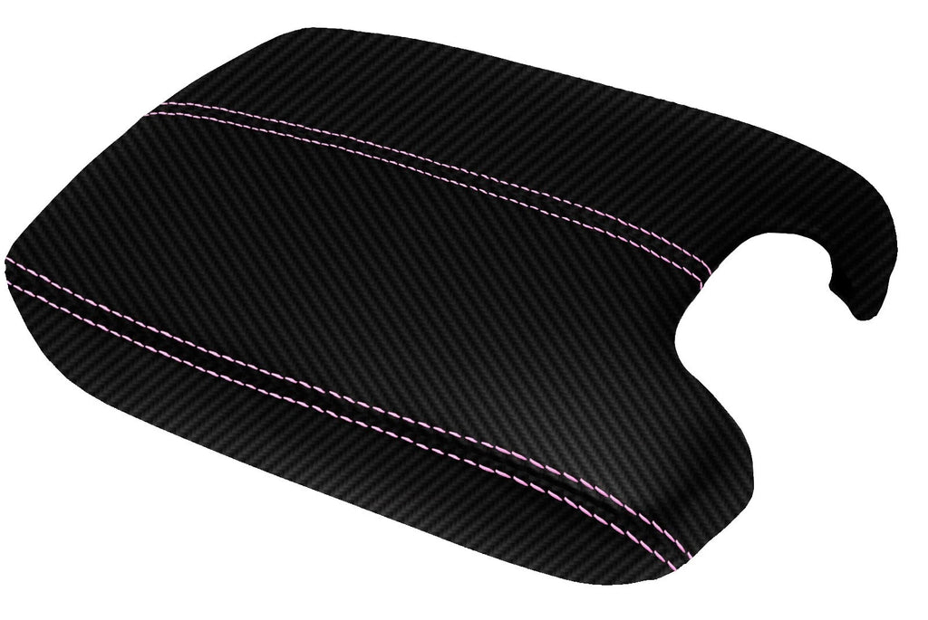 Console Armrest Cover for Honda Accord (2008–2012) Carbon Fiber Black Pink Stitch