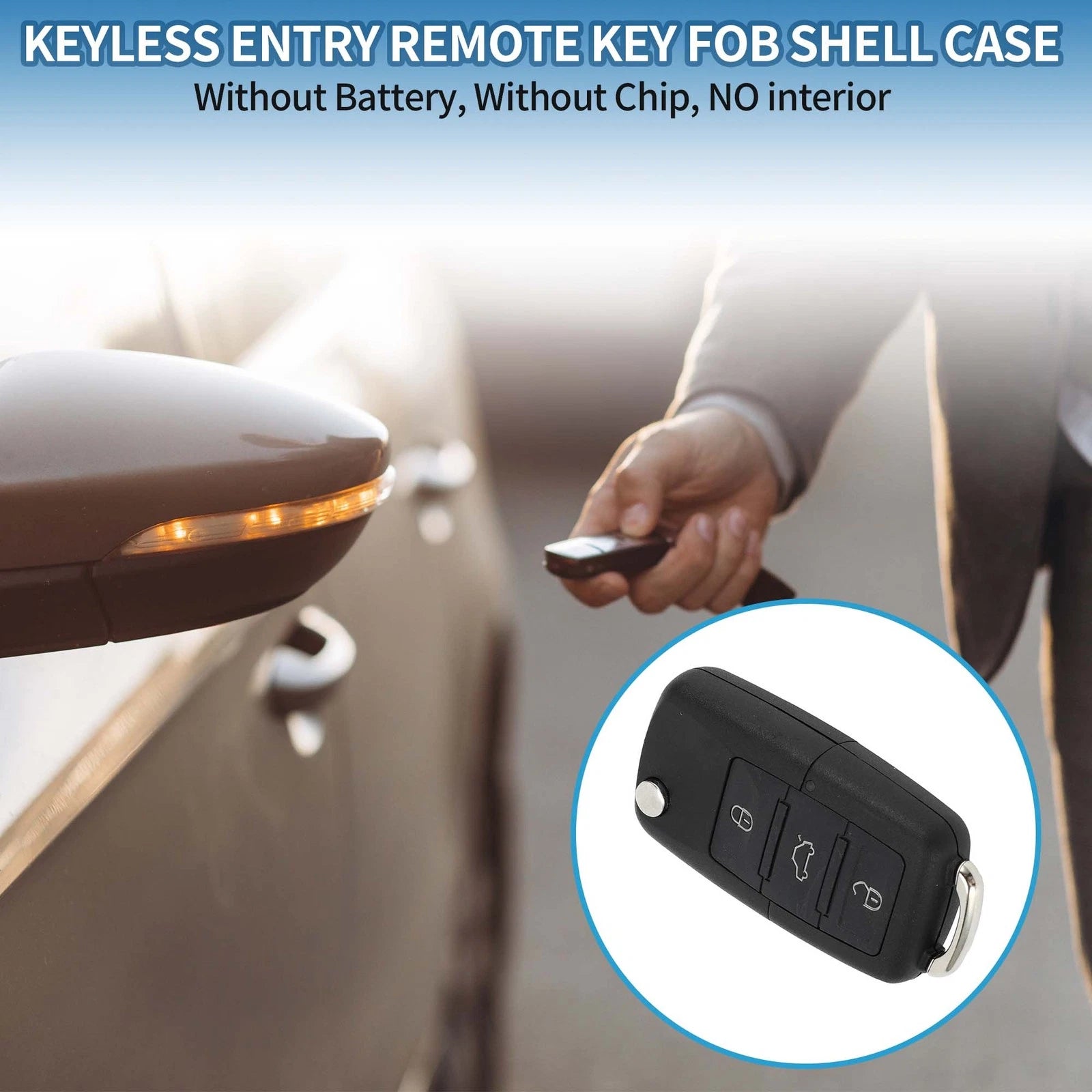3 Button Keyless Entry Remote Fob Shell Case for Volkswagen Passat (2002–2005)