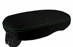 Console Lid Armrest Cover for Kia Soul (2014–2019) Carbon Fiber Green Stitch