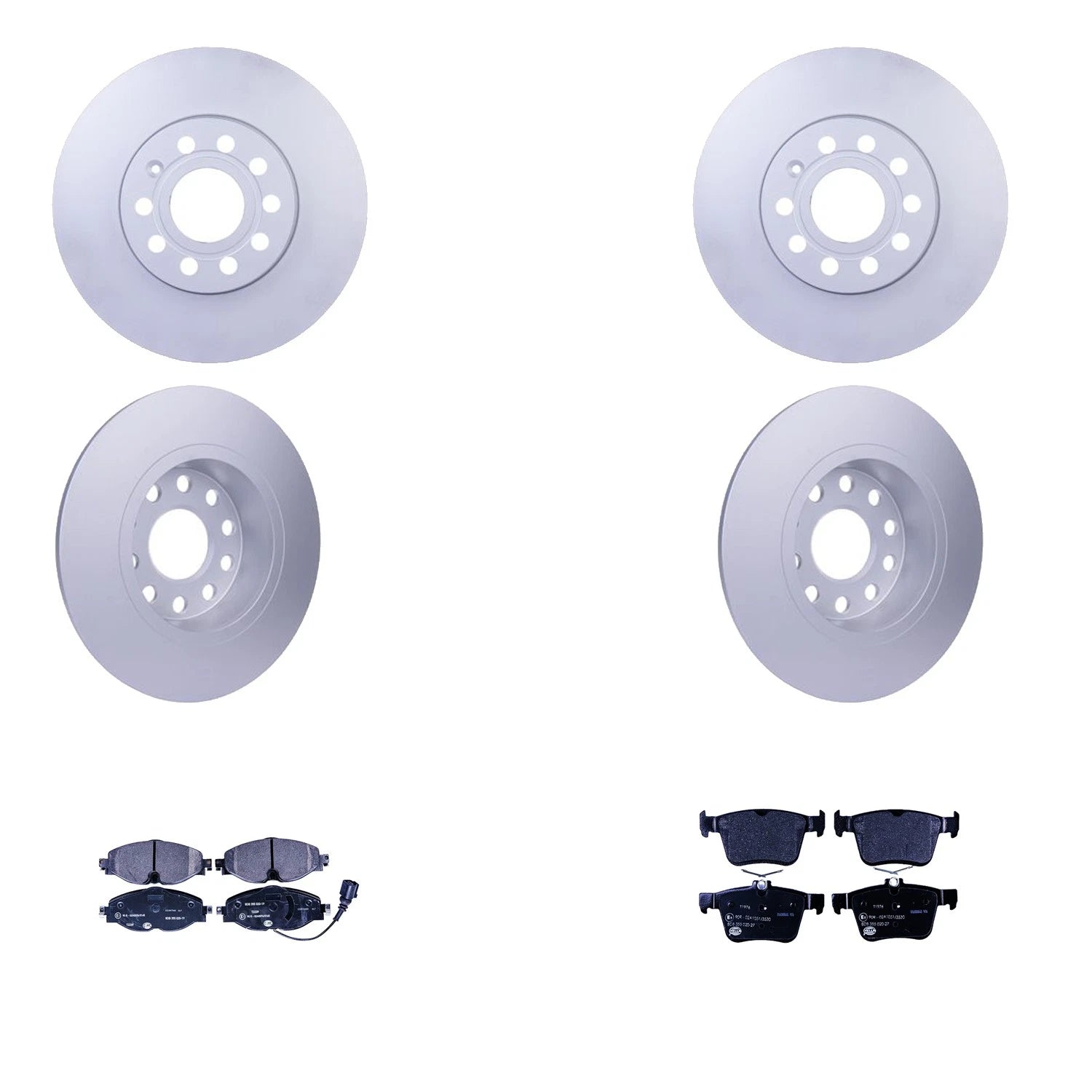 Hella Disc Brake Pad Kit with 288mm Front & 272mm Rear Rotors for Audi A3