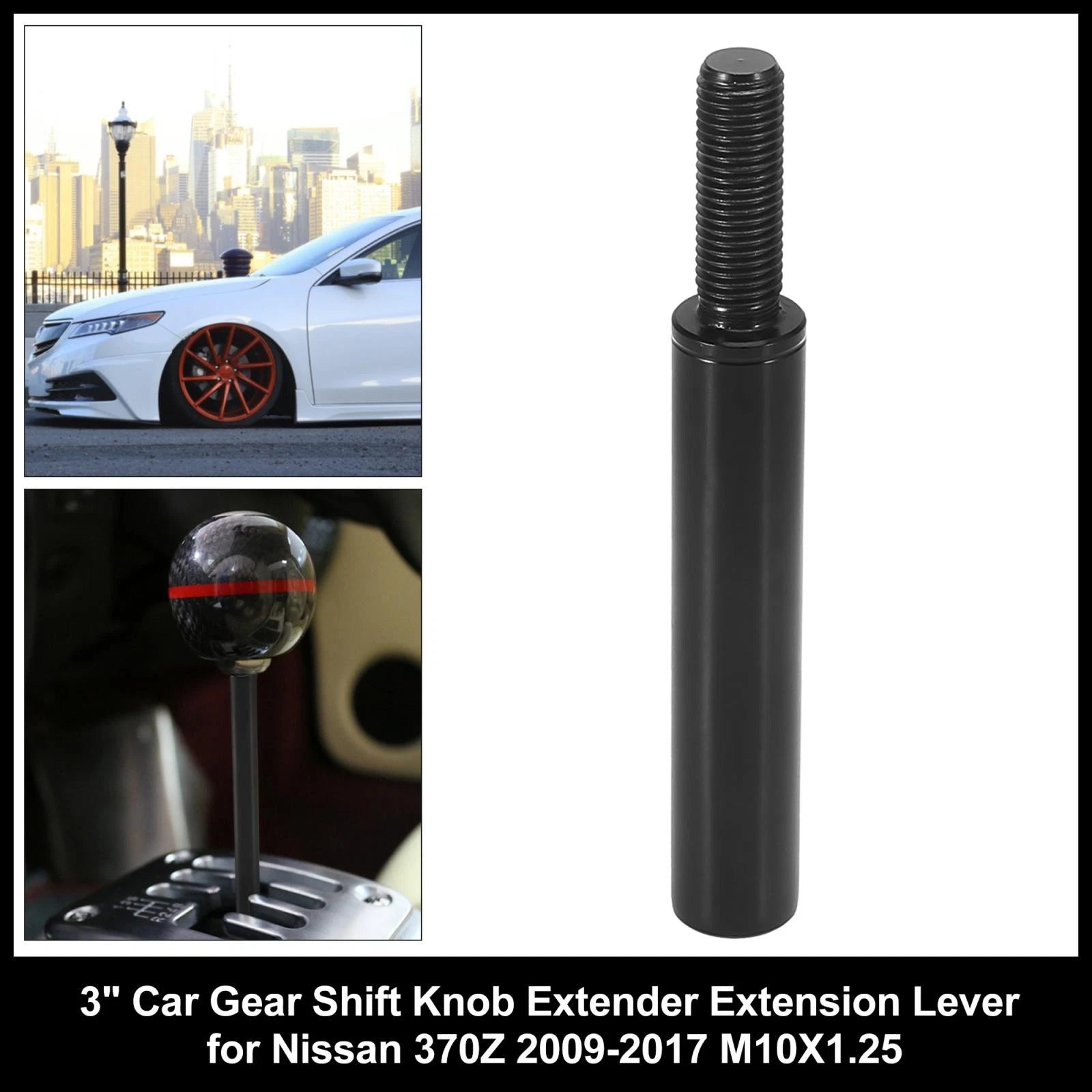 3" Gear Shift Knob Extender for Nissan 370Z (2009–2020) M10X1.25 Black