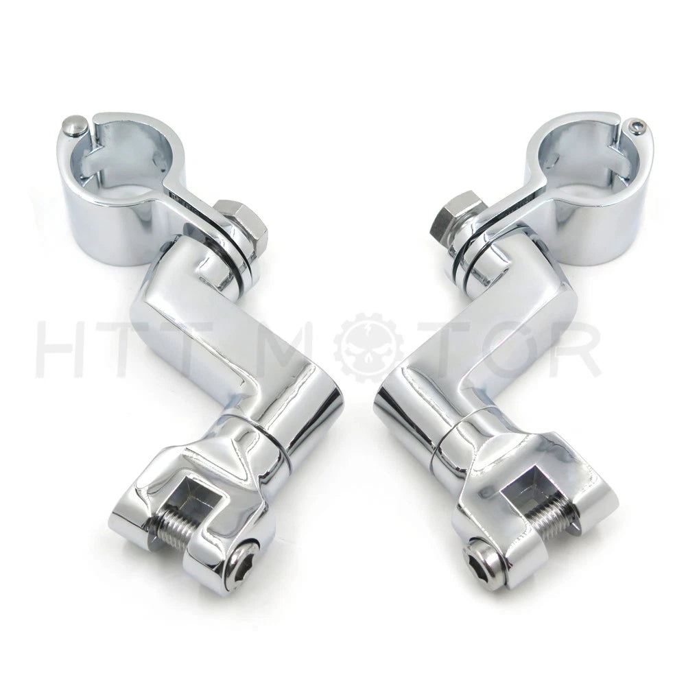 Chrome 1" Offset Bowleg Foot Peg Mounts for Harley