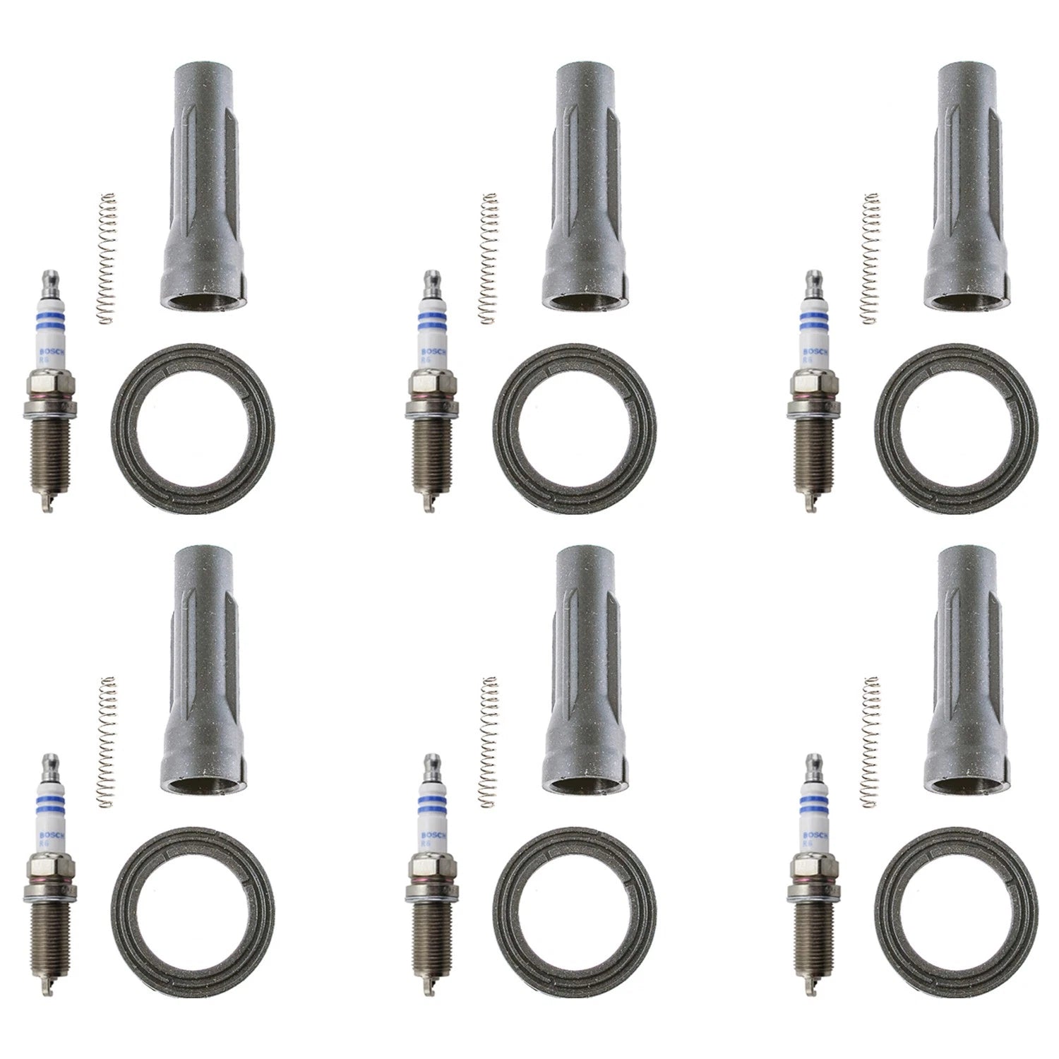 Set of 6 Double Iridium Spark Plugs & Ignition Coil Boot Kit for Camry V6