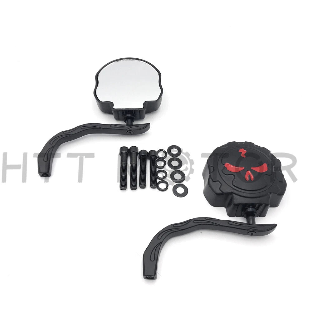Chrome Skull Side Mirrors for Harley Dyna, Softail, Sportster, Bobber, Chopper