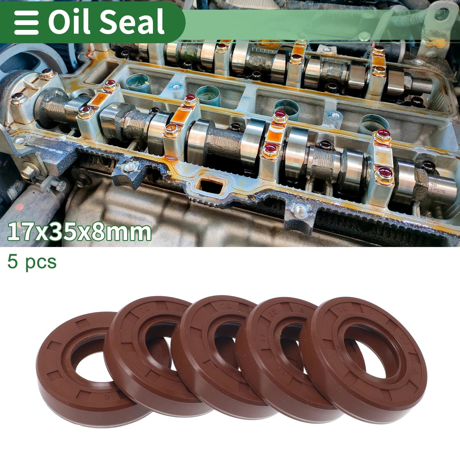 Set of 5 Oil Seal Rotary Shaft Seal FKM Rubber 17x35x8mm