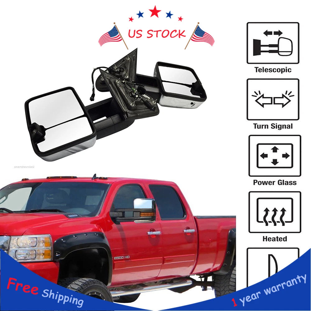 Tow Mirrors for Chevy Silverado GMC Sierra (2014–2018) - Power Heated LED Signal