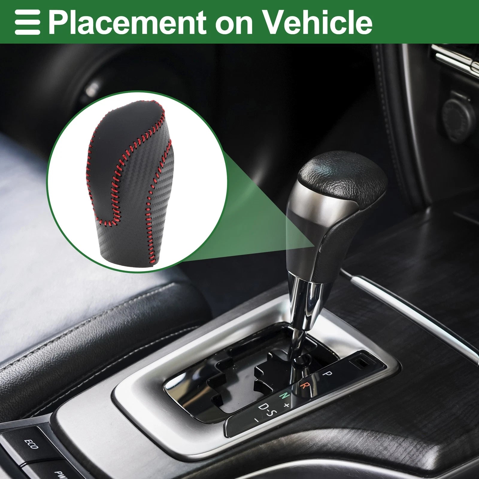 Gear Shift Knob Cover for Subaru Forester (2018–2023) Black Carbon Fiber Red