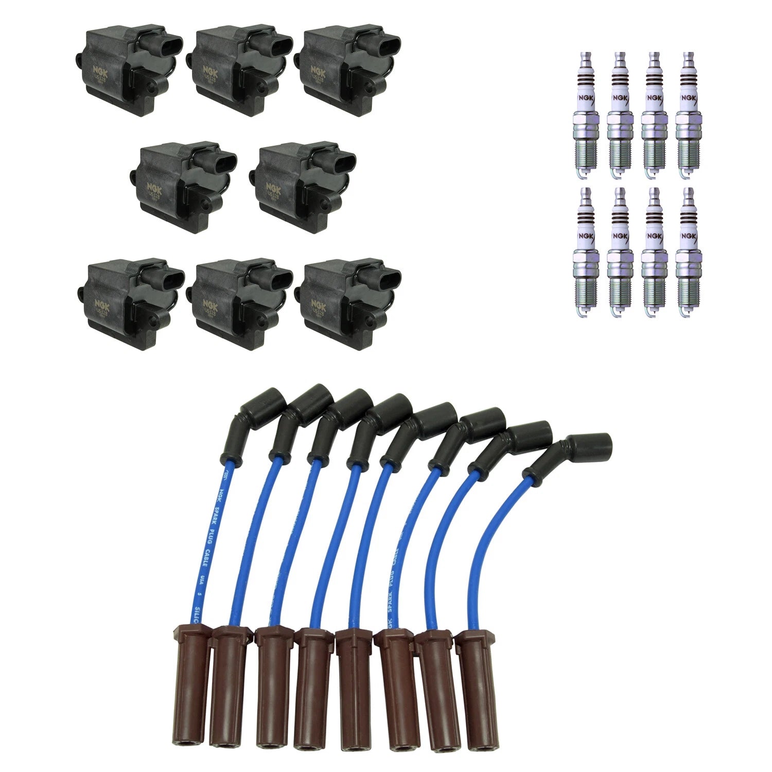 Set of 8 Ignition Coil Wires & Iridium Spark Plugs for Silverado 1500 Yukon