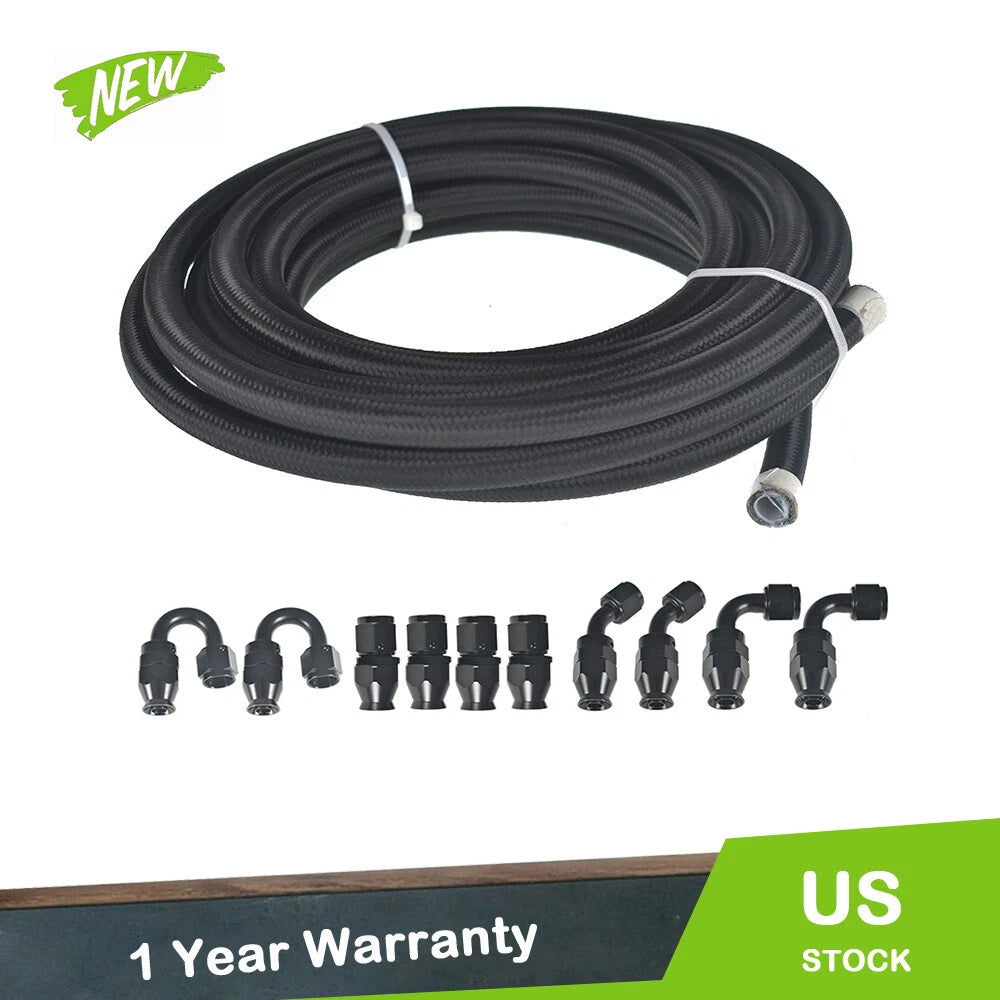 Set of 10FT 12FT 20FT 30FT -6AN Nylon E85 PTFE Fuel Hose Kit