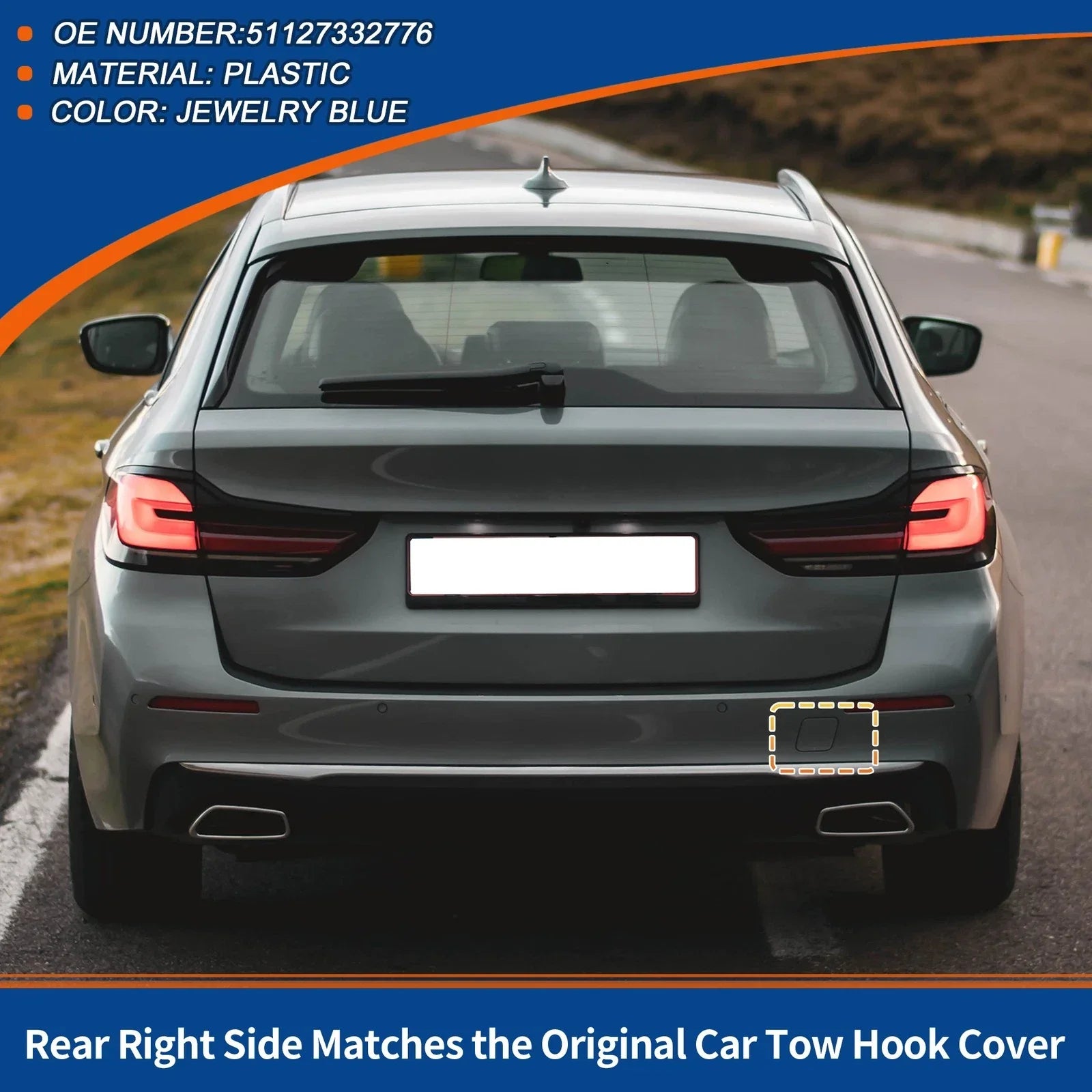 Rear Tow Hook Cover for BMW 5-Series F10 Jewelry Blue
