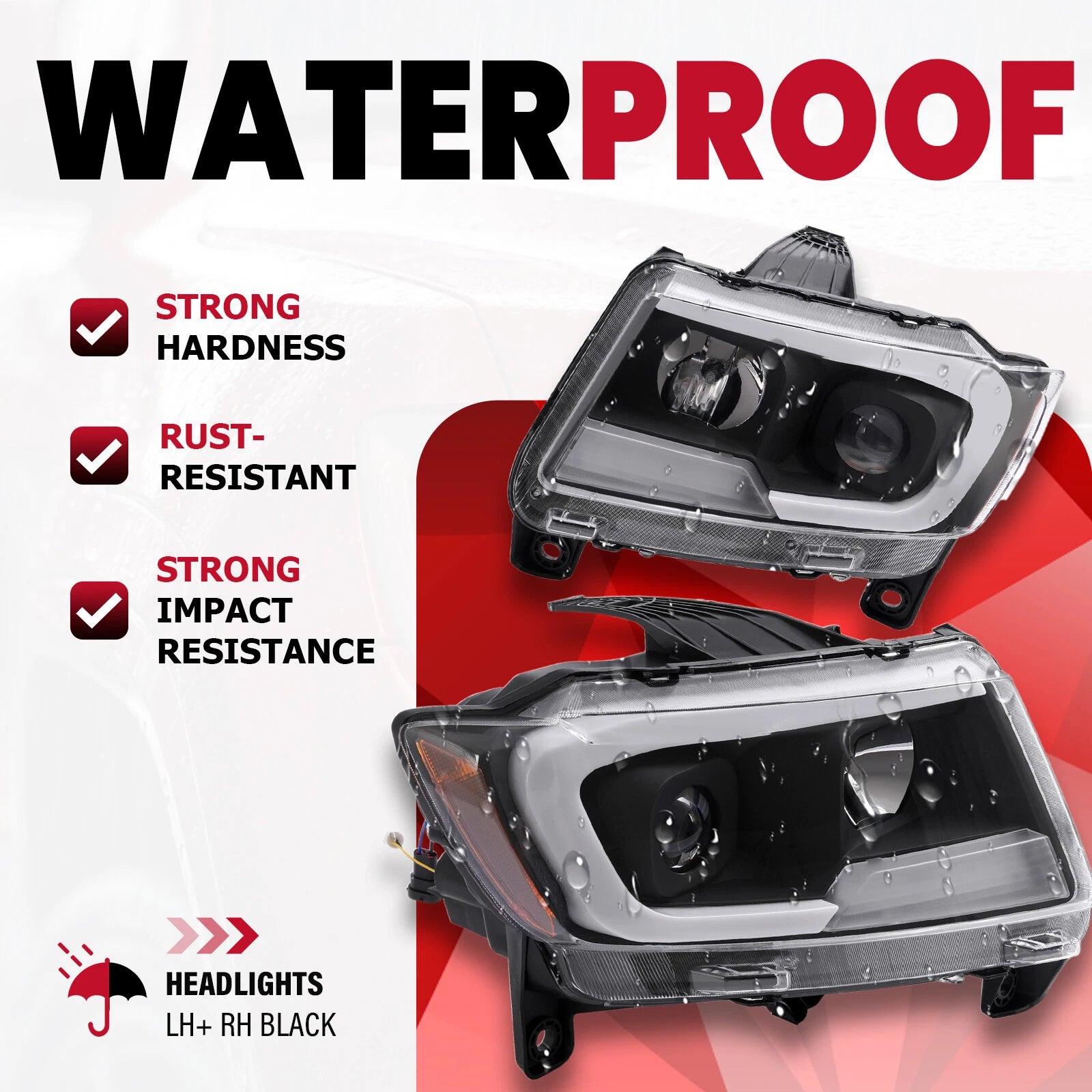 LED DRL Projector Headlights for Jeep Grand Cherokee (2011–2013) #CH2502224