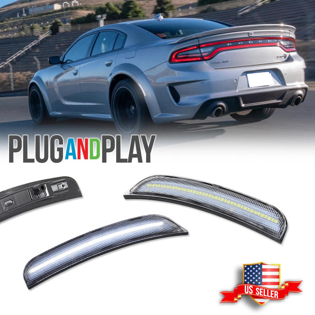 2X Clear Lens LED Rear Side Marker Lights for Dodge Charger (2015–2023)