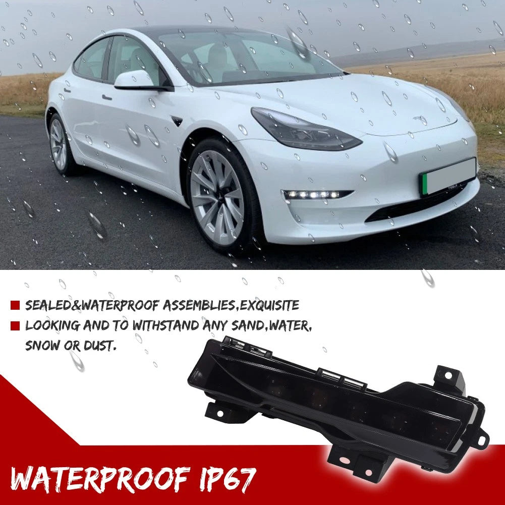 Smoked Lens Switchback LED Front DRL Turn Signal Light for Tesla Model 3, Model Y