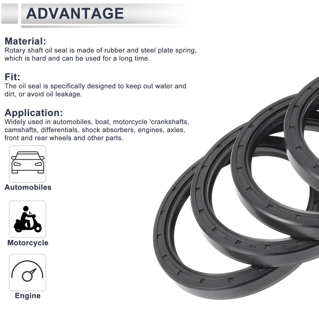 Set of 5 Oil Seal Rotary Shaft Seal Nitrile Rubber 90x110x12mm