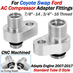 AC Compressor Adapter Fittings for Ford Coyote Swap (2007–2017)
