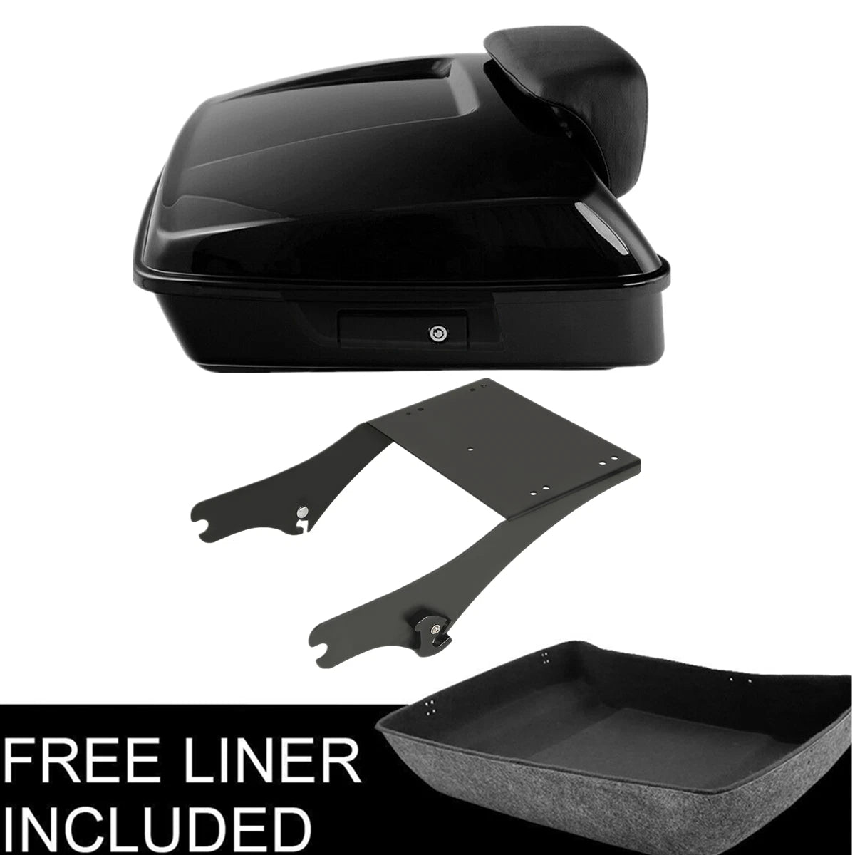 Chopped Trunk Backrest Pad & Mount Rack for Harley Road Glide (1997–2008)